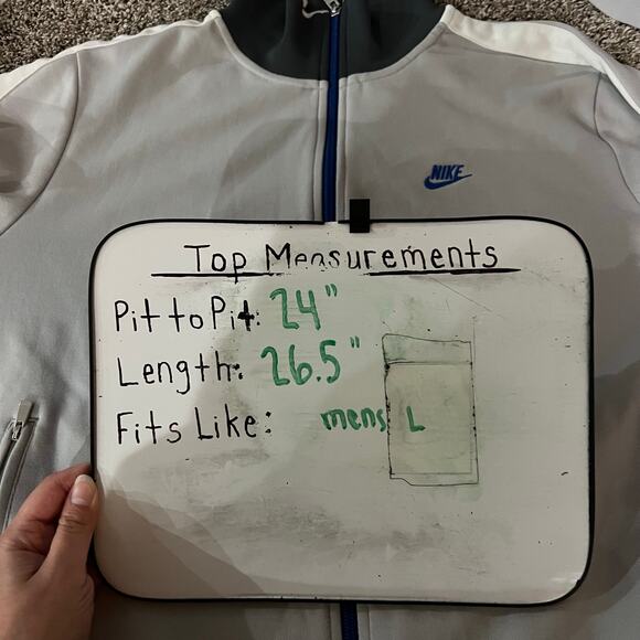 VTG y2k Men's Grey Nike Sportswear White Piping Full Zip Track Jacket Size Large - Picture 8 of 8